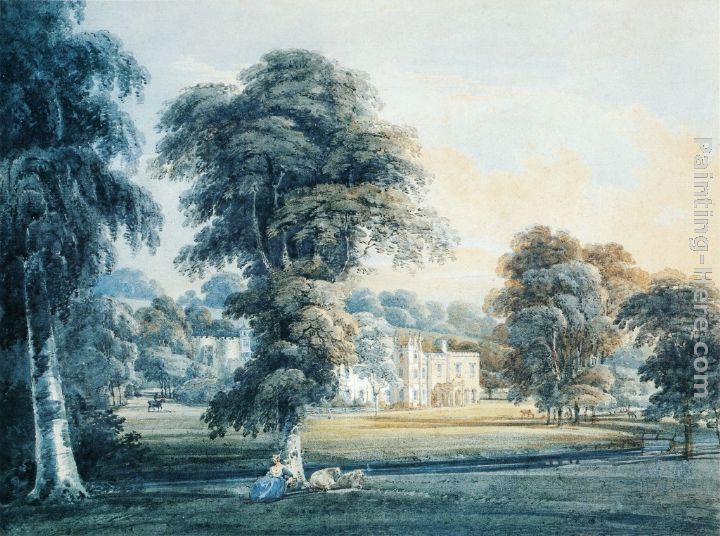 Chalfont House, Buckinghamshire, with a Shepherdess painting - Thomas Girtin Chalfont House, Buckinghamshire, with a Shepherdess art painting